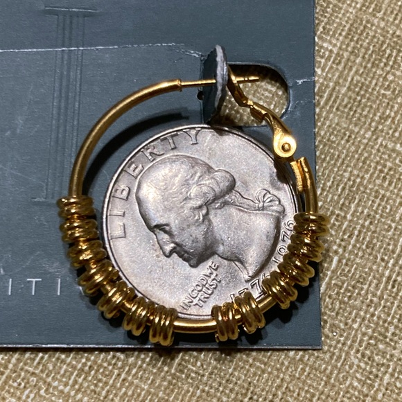 Museum Collection Sensitive Ears Hypo-allergenic Gold-tone circle bead hoops - Picture 3 of 7